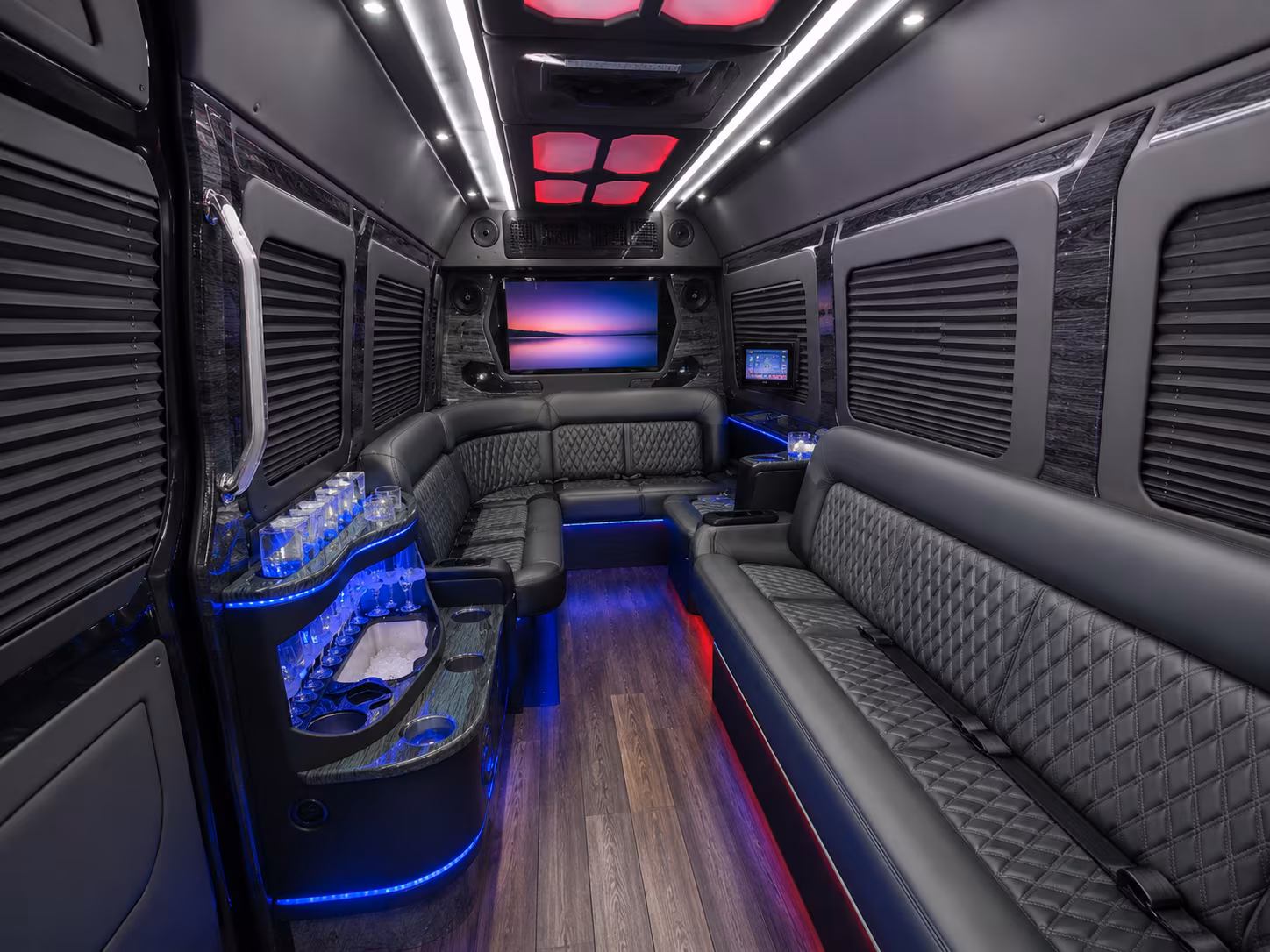 redmond 15 passenger party bus inside