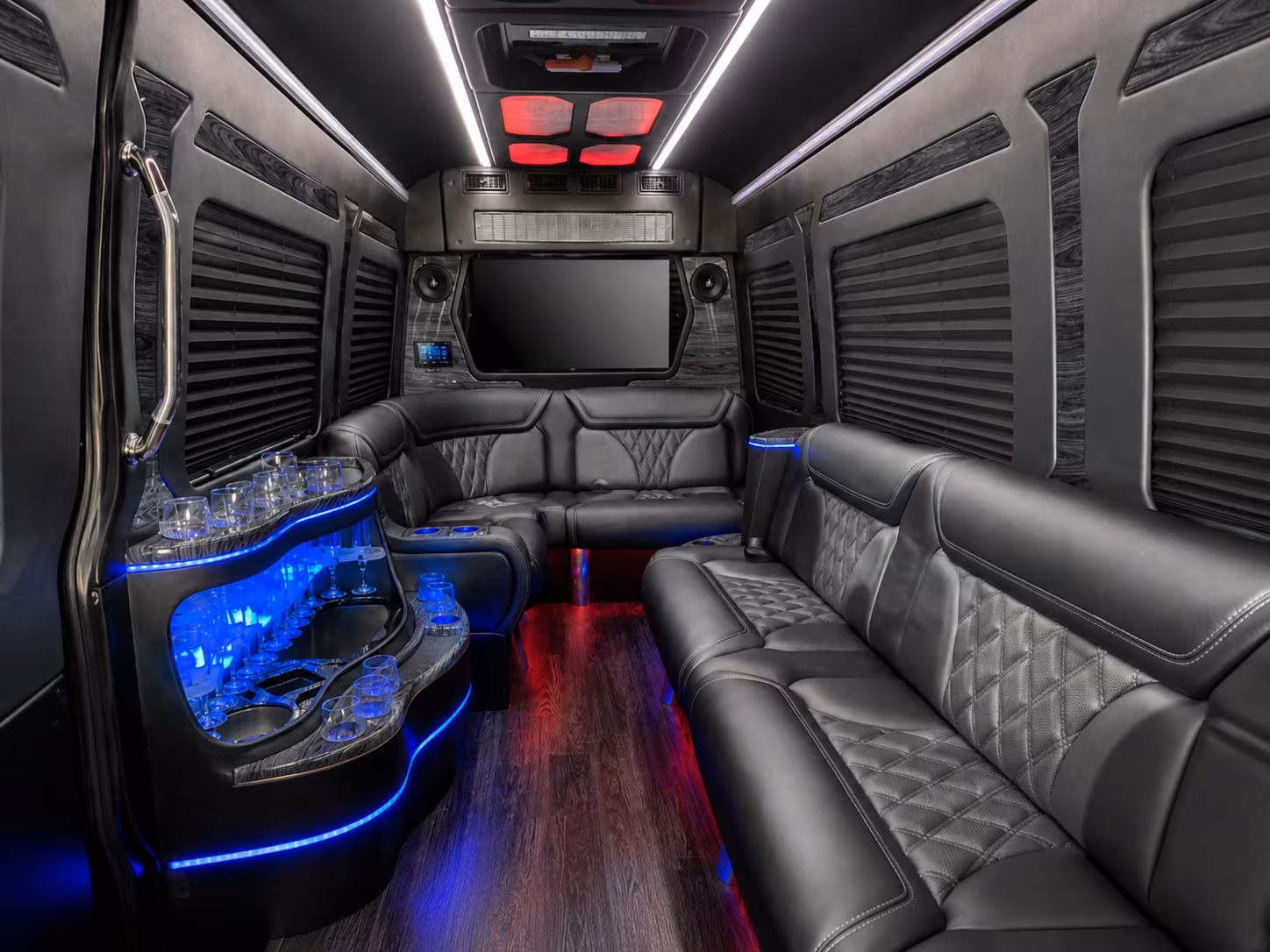 redmond 25 passenger party bus inside